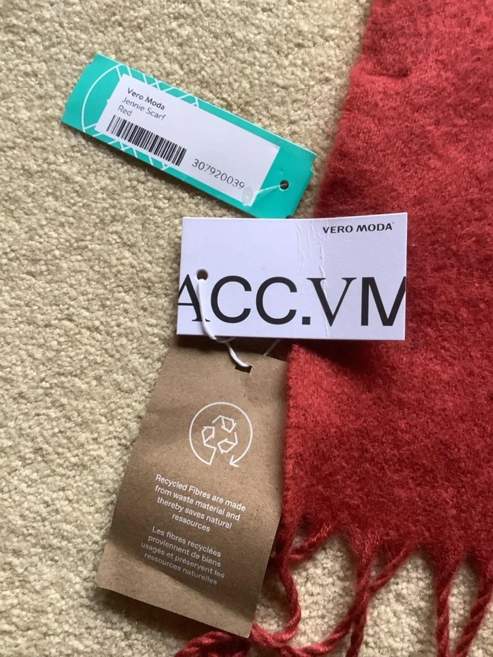 NWT Stitch Fix Red Ochre Fringed Scarf/ Wrap
